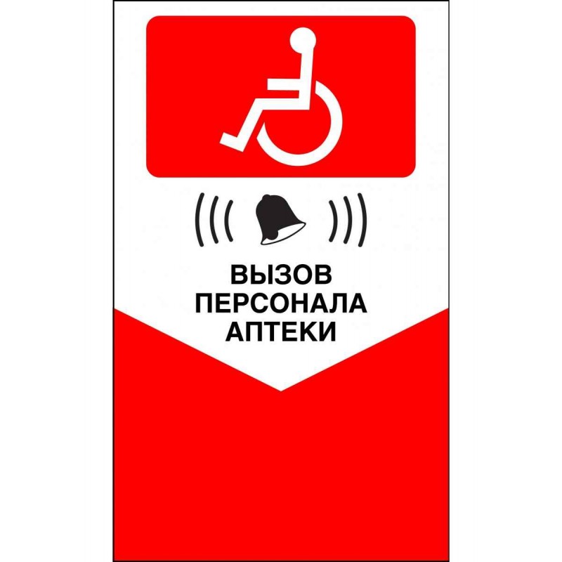 Табличка - Кнопка вызова персонала для инвалидов (красная)